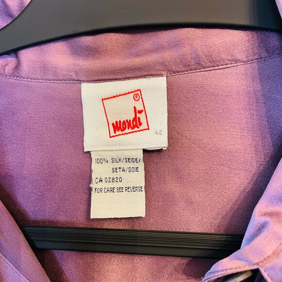 Mondi Vintage Purple 100% Silk Button Down Office Career Blouse | Size 42 | XL - Picture 3 of 6
